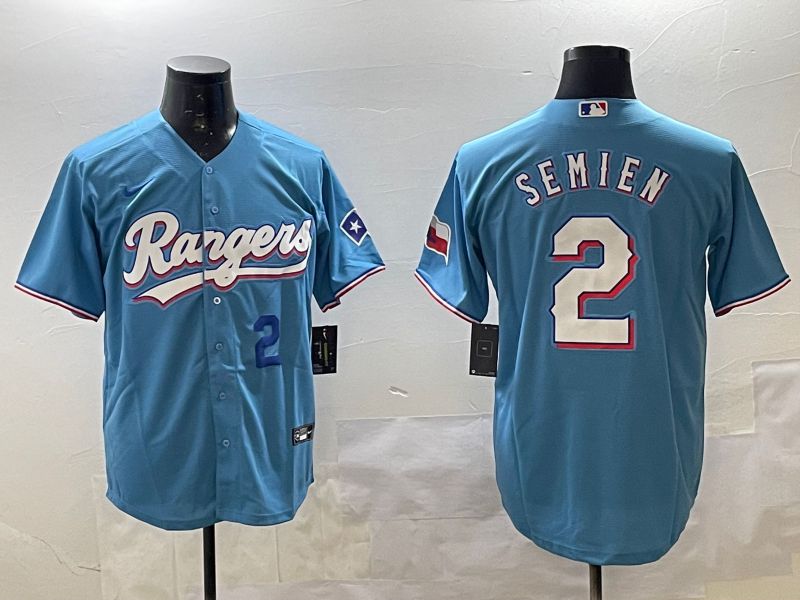 Men Texas Rangers #2 Semien Light Blue Game 2025 Nike MLB Jersey style 4